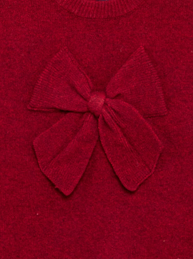 Abito in maglia con grande fiocco davanti Rosso - Kiabi