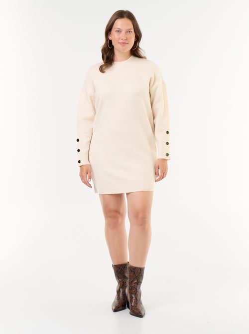 Abito in maglia con maniche abbottonate - Kiabi Abito in maglia con maniche abbottonate - Kiabi