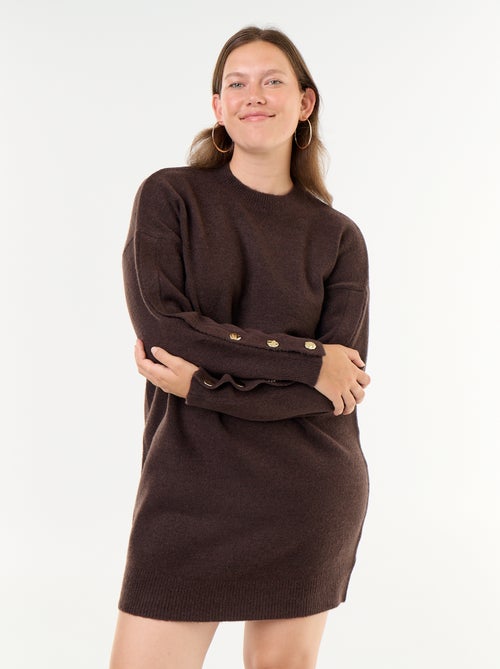 Abito in maglia con maniche abbottonate - Kiabi Abito in maglia con maniche abbottonate - Kiabi