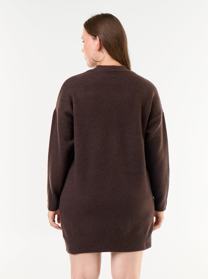 Abito in maglia con maniche abbottonate Marrone - Kiabi