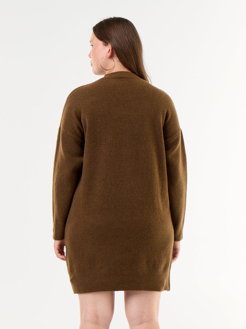 Abito in maglia con maniche abbottonate Marrone - Kiabi
