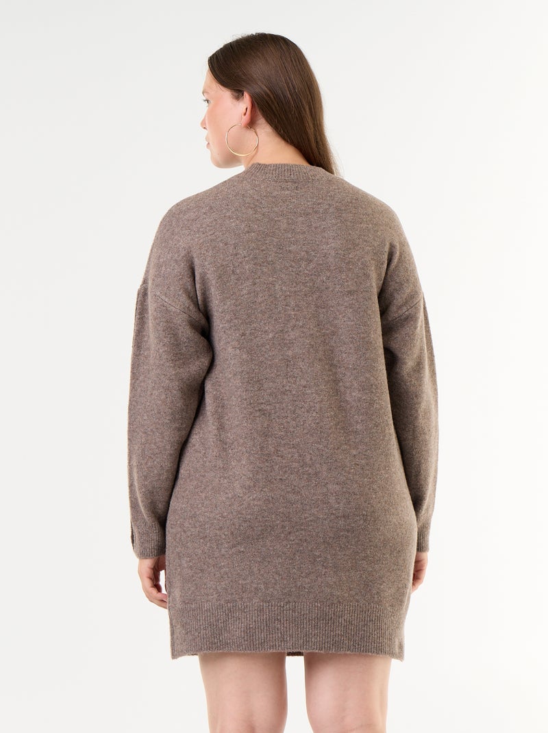 Abito in maglia con maniche abbottonate Marrone - Kiabi