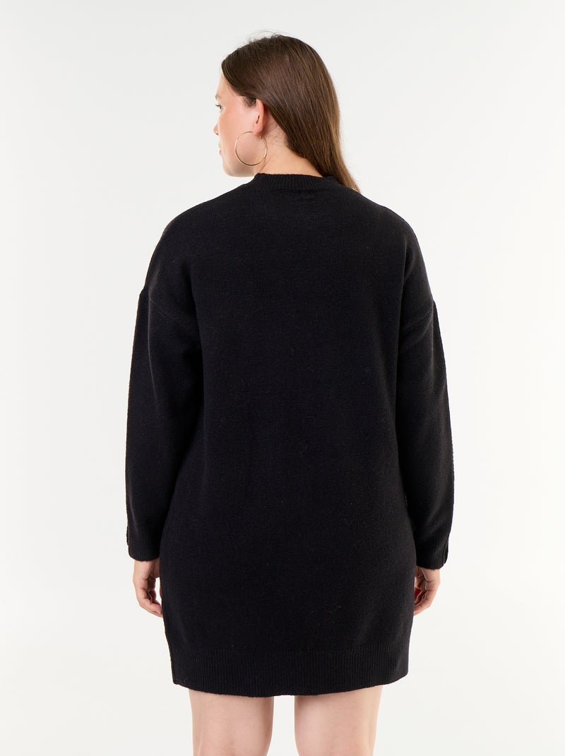 Abito in maglia con maniche abbottonate Nero - Kiabi