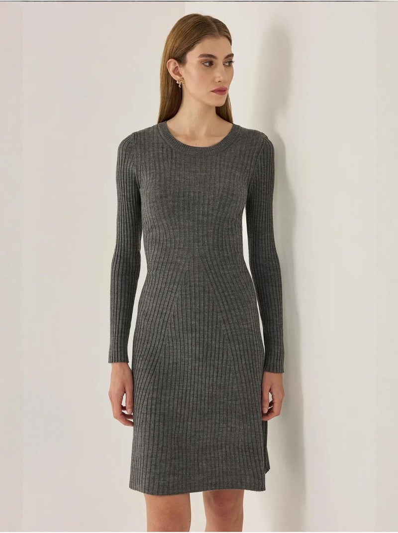 Abito in maglia con scollo a giro Grigio - Kiabi