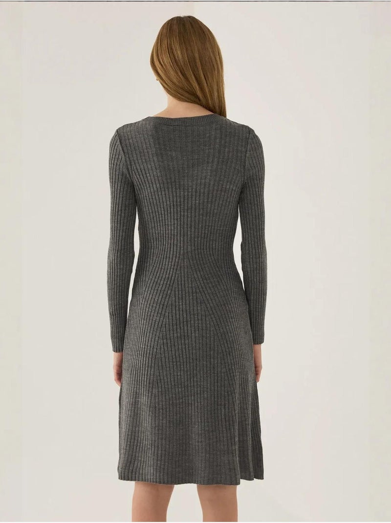Abito in maglia con scollo a giro Grigio - Kiabi