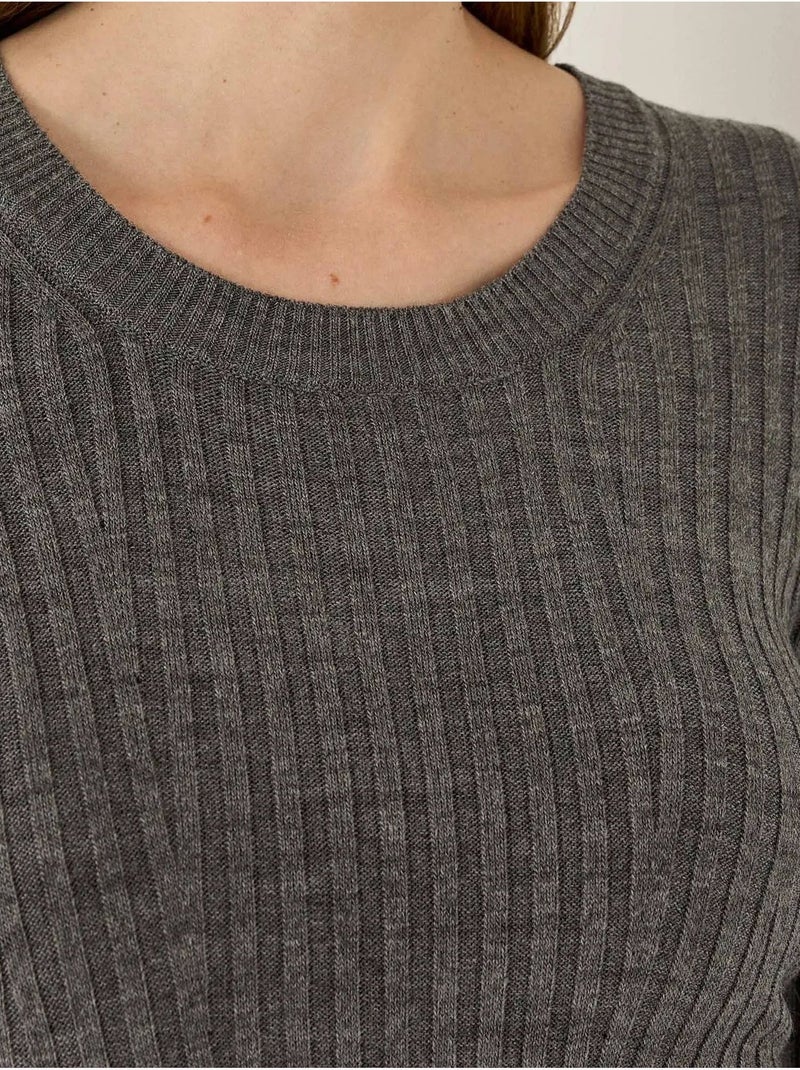 Abito in maglia con scollo a giro Grigio - Kiabi