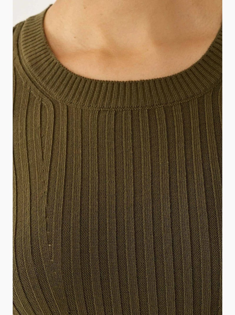 Abito in maglia con scollo a giro hiccup Cachi - Kiabi