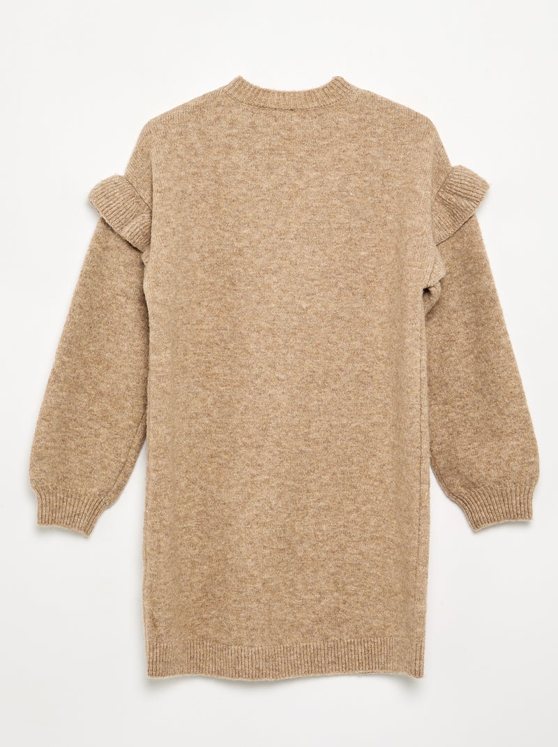 Abito in maglia con spalle a volant Beige - Kiabi