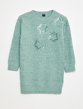 Abito in maglia con stelle in paillettes