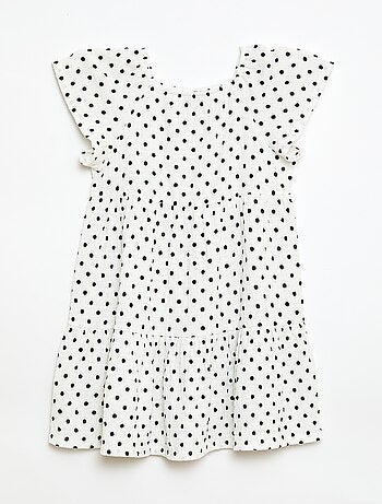 Abito in maglia crêpe con stampa a pois