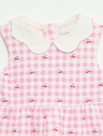 Vestito in maglia effetto stropicciato con collo in popeline