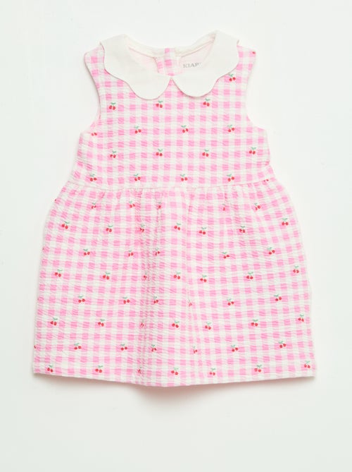 Abito in maglia effetto stropicciato con colletto in popeline - Kiabi