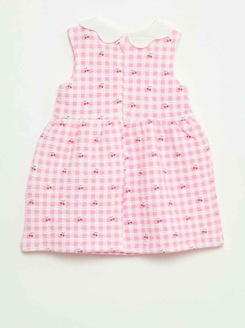 Abito in maglia effetto stropicciato con colletto in popeline Rosa - Kiabi