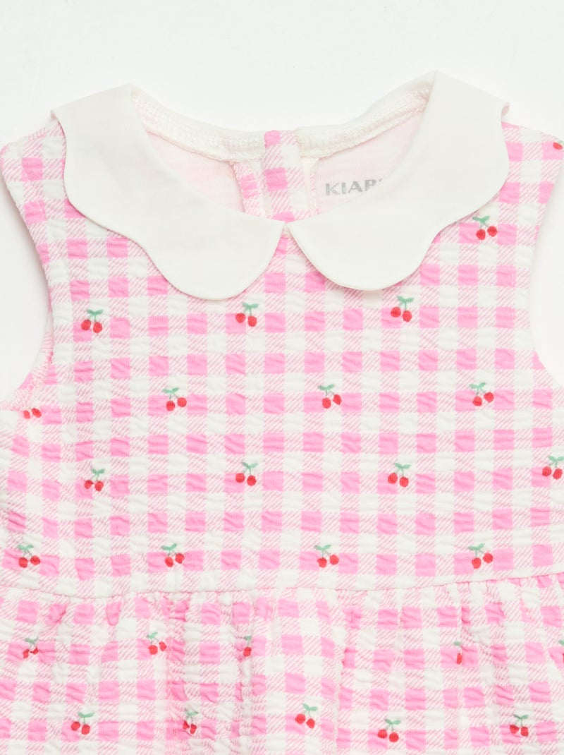 Abito in maglia effetto stropicciato con colletto in popeline Rosa - Kiabi