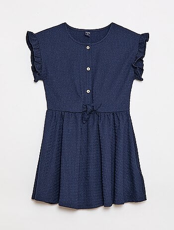 Abito in maglia goffrata abbottonato sul davanti