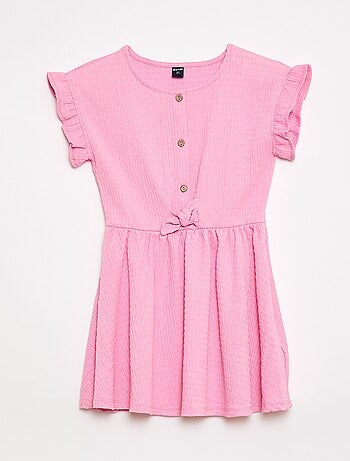 Abito in maglia goffrata abbottonato sul davanti