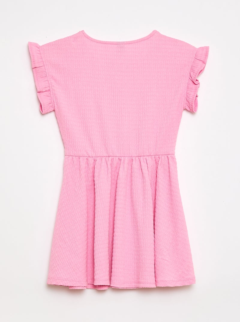 Abito in maglia goffrata abbottonato sul davanti Rosa - Kiabi