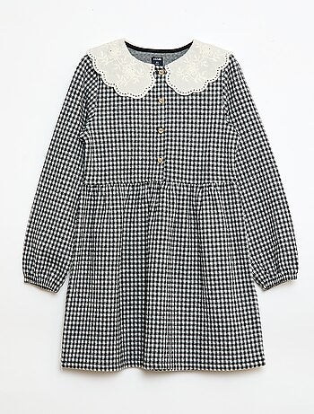 Abito in maglia jacquard con colletto Claudine