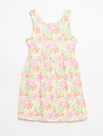 Abito in maglia leggera e sottile con spalline sottili e motivo all-over in cotone