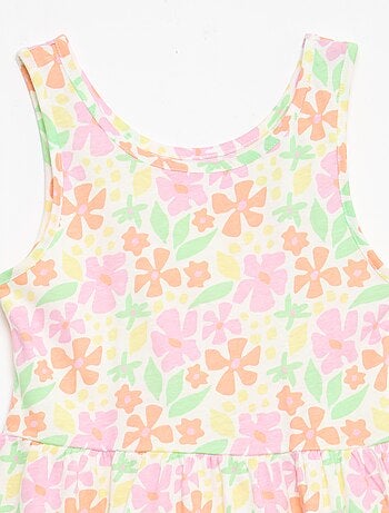 Abito in maglia leggera e sottile con spalline sottili e motivo all-over in cotone