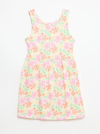 Abito in maglia leggera e sottile con spalline sottili e motivo all-over in cotone