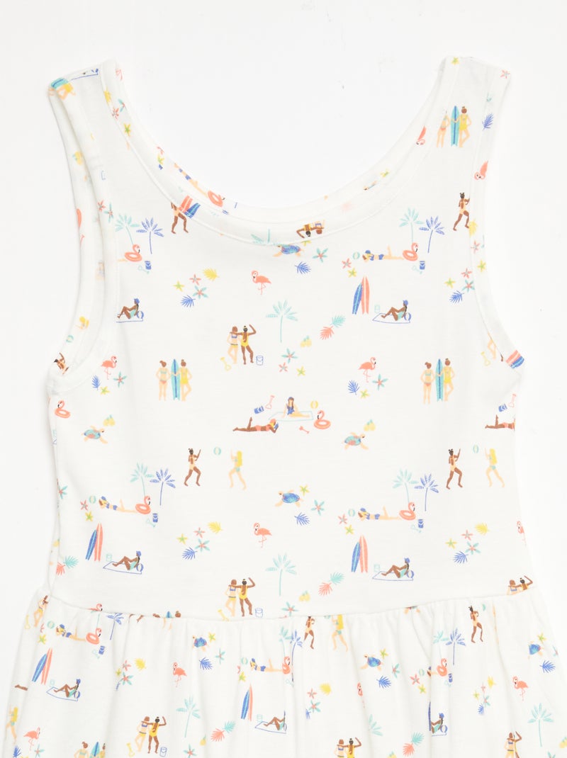 Abito in maglia leggera e sottile con spalline sottili e motivo all-over in cotone Bianco - Kiabi