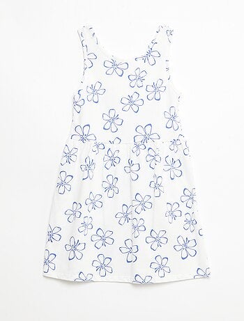 Abito in maglia leggera e sottile con spalline sottili e motivo all-over in cotone