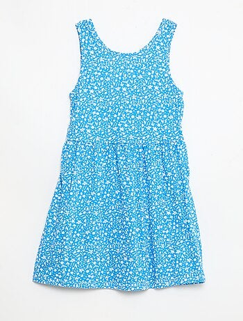 Abito in maglia leggera e sottile con spalline sottili e motivo all-over in cotone