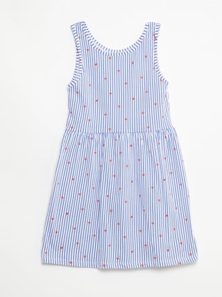 Abito in maglia leggera e sottile con spalline sottili e motivo all-over in cotone