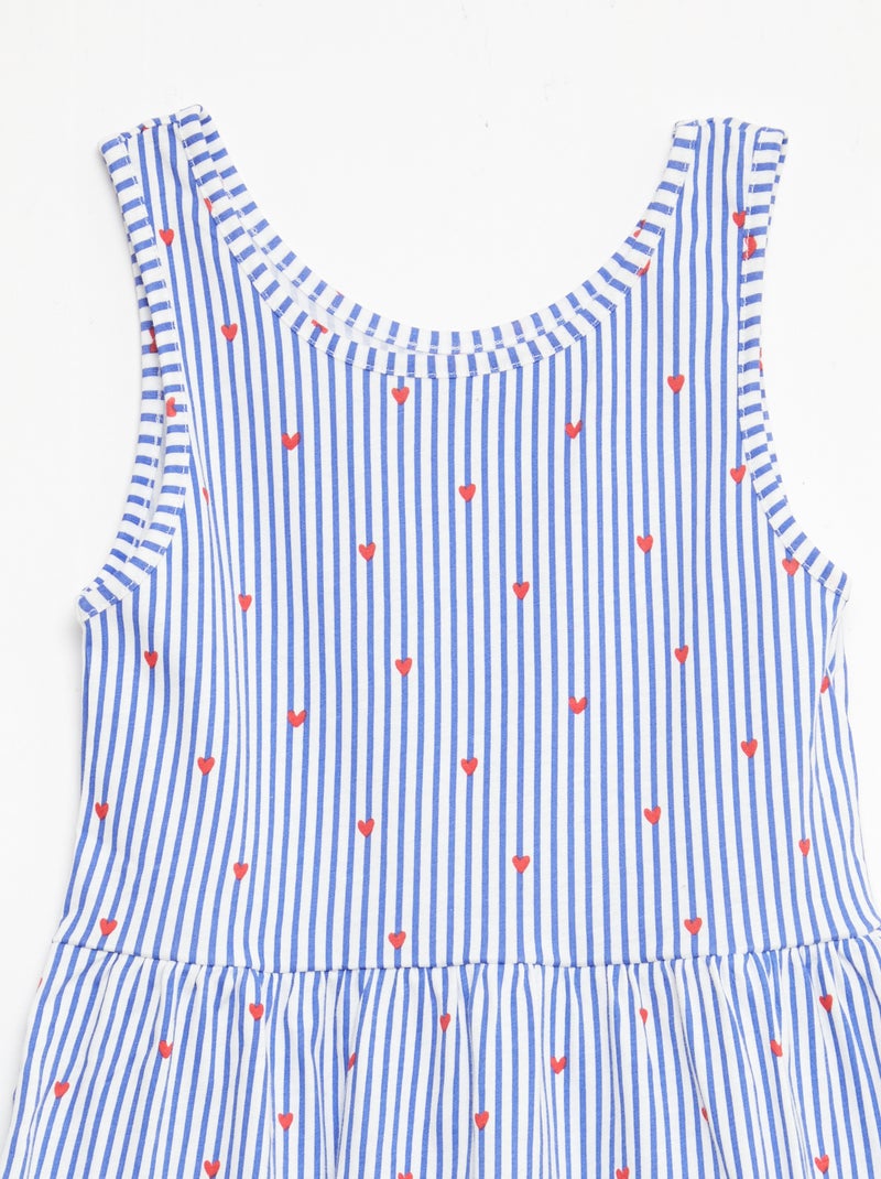 Abito in maglia leggera e sottile con spalline sottili e motivo all-over in cotone Blu - Kiabi
