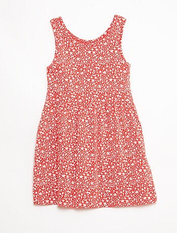 Abito in maglia leggera e sottile con spalline sottili e motivo all-over in cotone