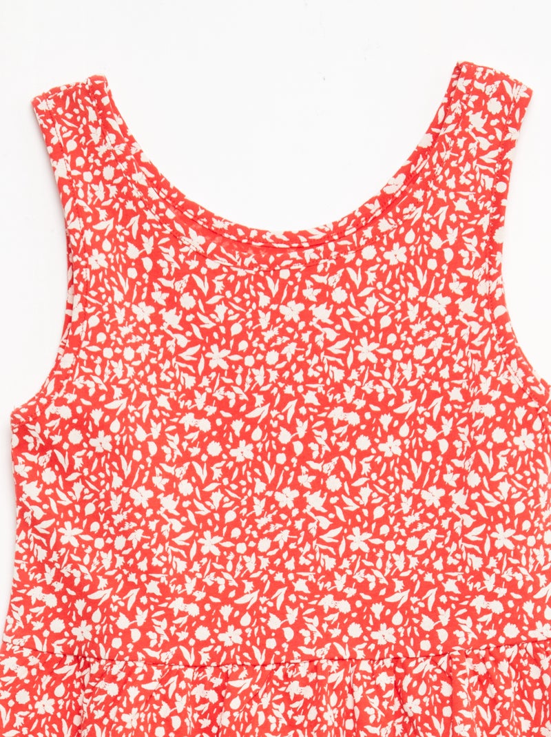Abito in maglia leggera e sottile con spalline sottili e motivo all-over in cotone Rosso - Kiabi
