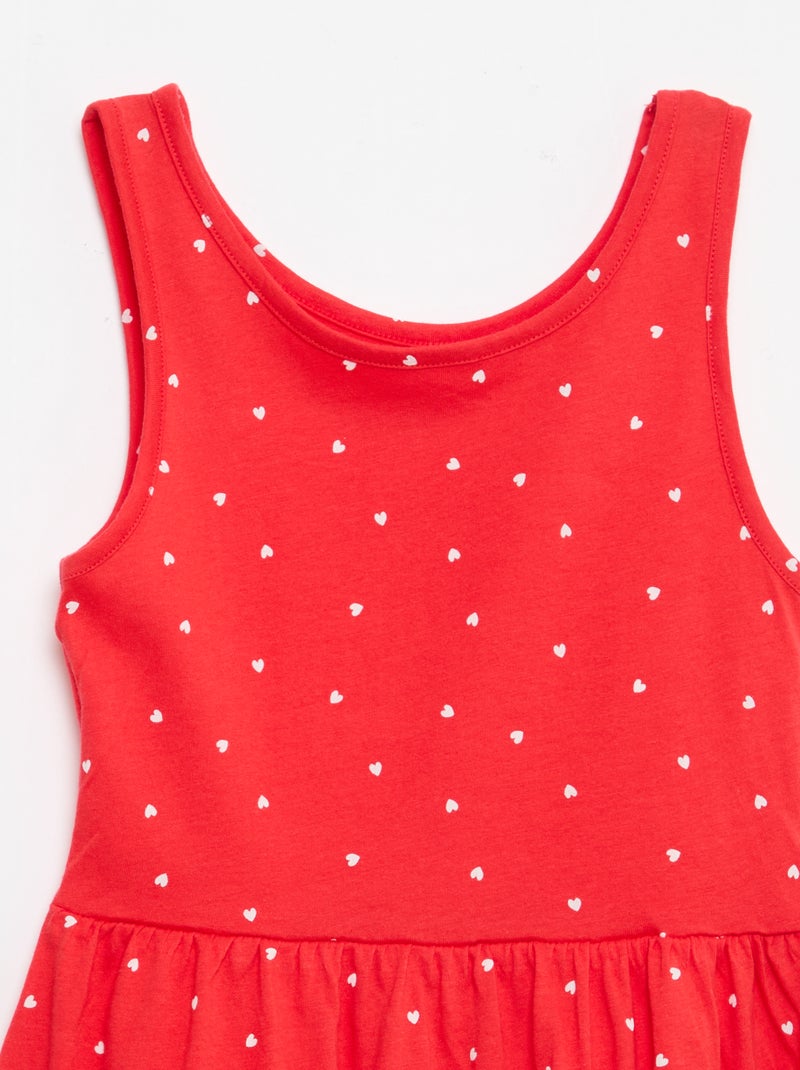 Abito in maglia leggera e sottile con spalline sottili e motivo all-over in cotone Rosso - Kiabi