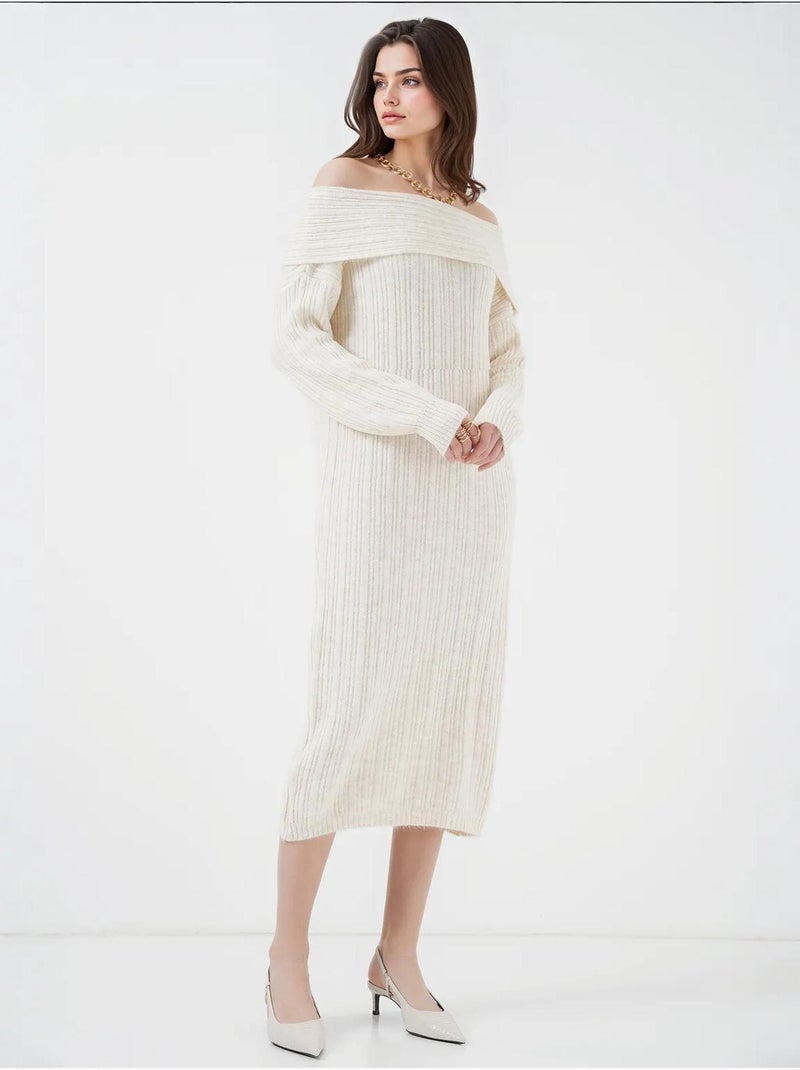 Abito in maglia oversize con spalle scoperte bdart Avorio - Kiabi