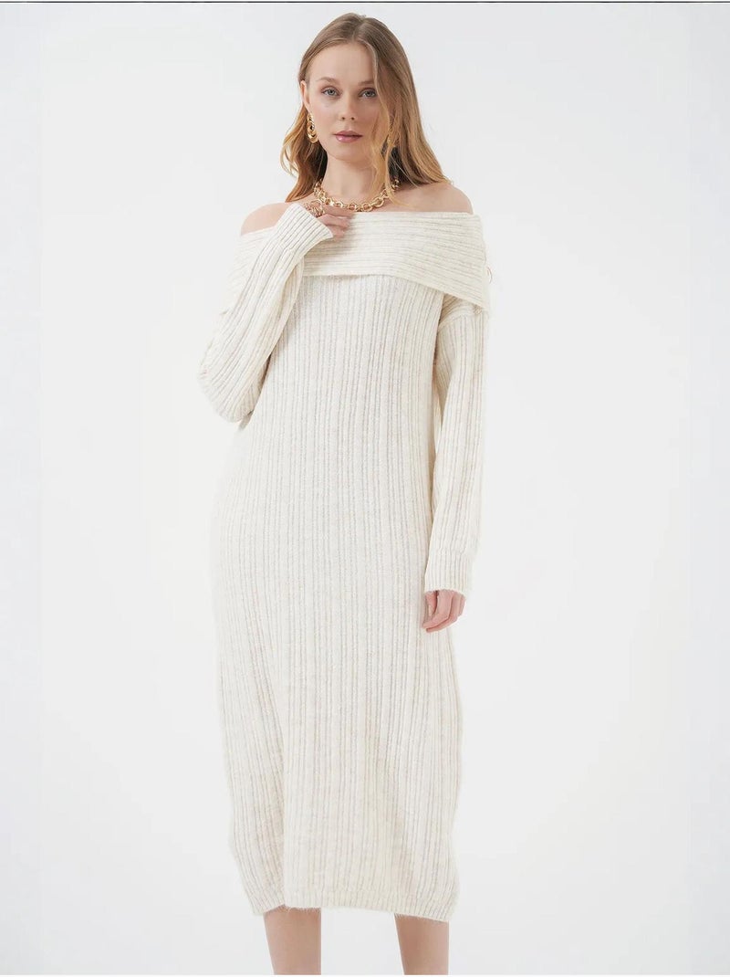 Abito in maglia oversize con spalle scoperte bdart Avorio - Kiabi