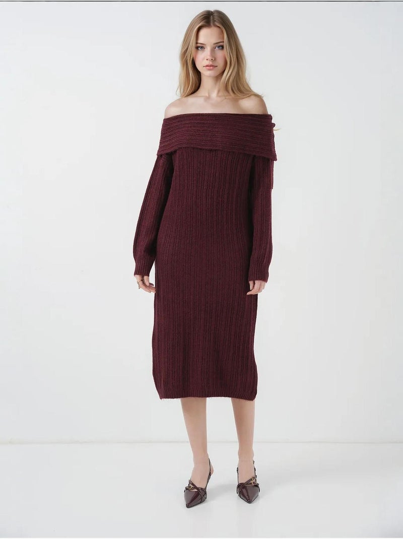 Abito in maglia oversize con spalle scoperte bdart Rosso bordeaux - Kiabi