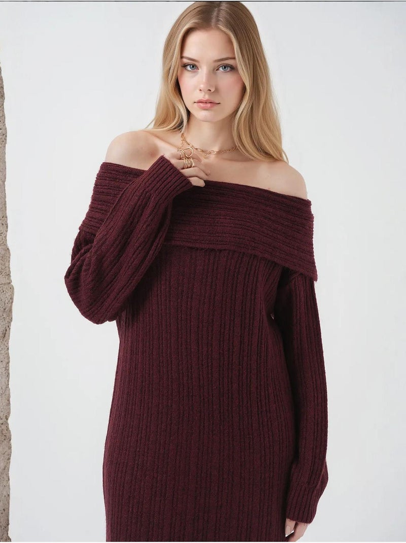 Abito in maglia oversize con spalle scoperte bdart Rosso bordeaux - Kiabi