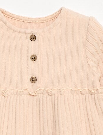 Abito in maglia soffice a coste con collo abbottonato