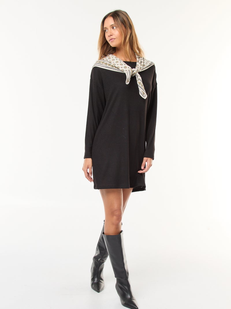 Abito in maglia soffice a maniche lunghe Nero - Kiabi