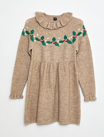 Abito in maglia spumosa 'Natale' con colletto a gorgiera