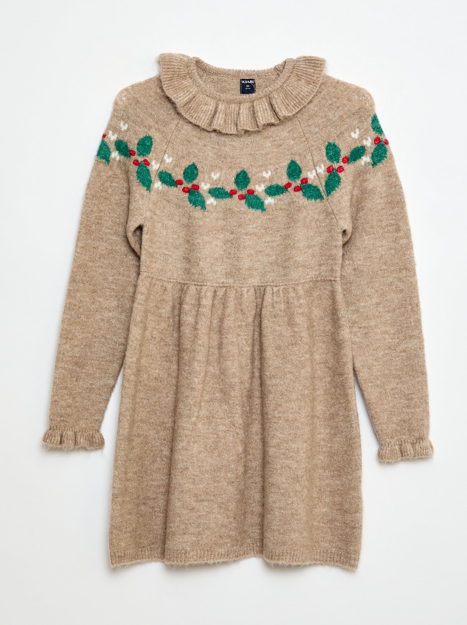 Abito in maglia spumosa 'Natale' con colletto a gorgiera