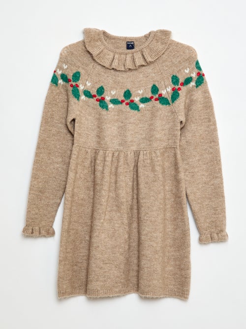 Abito in maglia spumosa 'Natale' con colletto a gorgiera - Kiabi