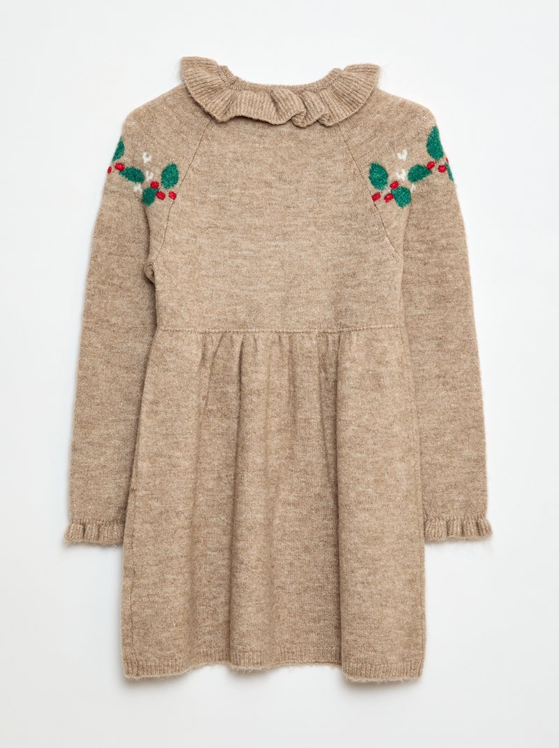 Abito in maglia spumosa 'Natale' con colletto a gorgiera Beige - Kiabi
