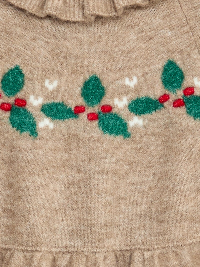 Abito in maglia spumosa 'Natale' con colletto a gorgiera Beige - Kiabi