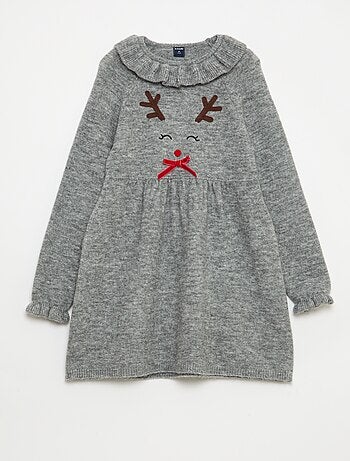 Abito in maglia spumosa 'Natale' con colletto a gorgiera