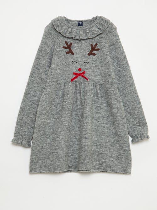 Abito in maglia spumosa 'Natale' con colletto a volant - Kiabi