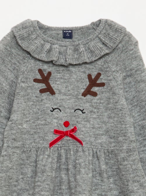 Abito in maglia spumosa 'Natale' con colletto a volant - Kiabi