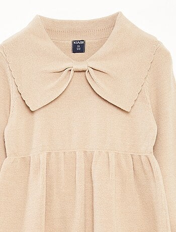 Abito in maglia tricot con colletto a fiocco