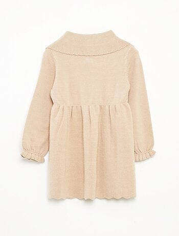 Abito in maglia tricot con colletto a fiocco