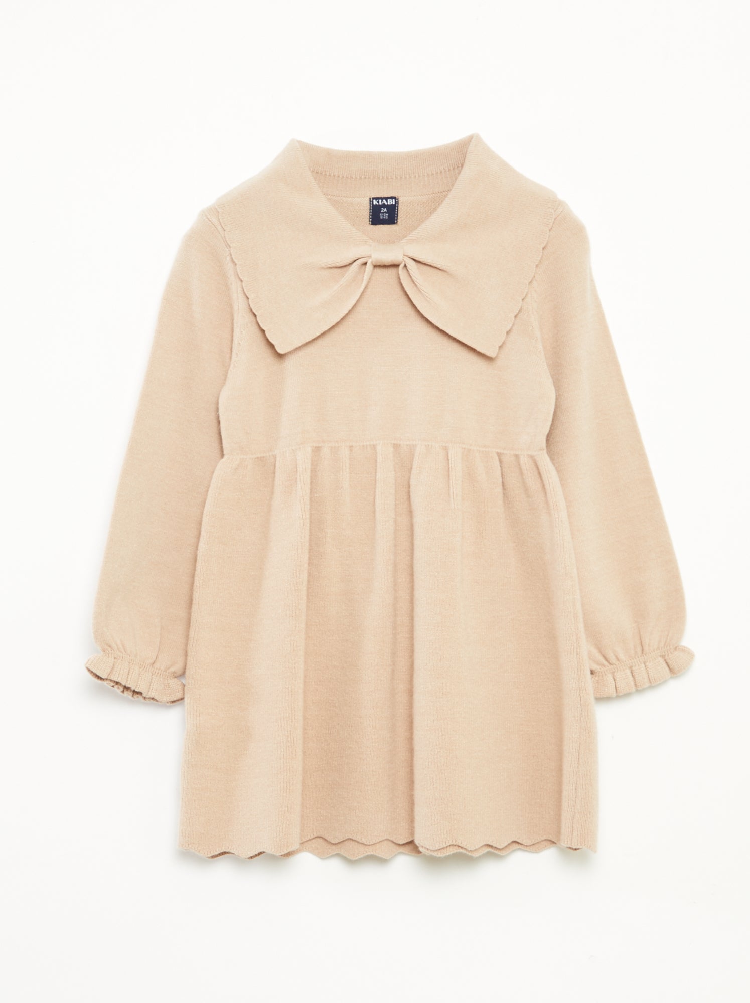 Abito in maglia tricot con colletto a fiocco